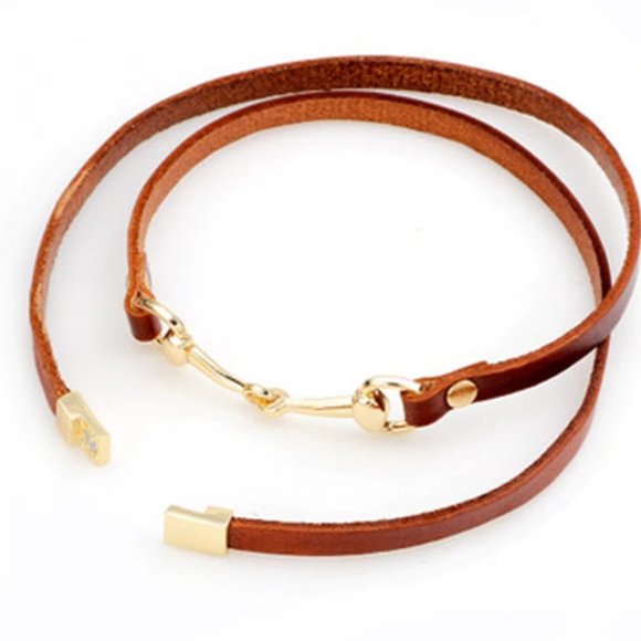 Bracelet-NEW- Leather Horse Snaffle Bit Equestrian - Picture 2 of 3